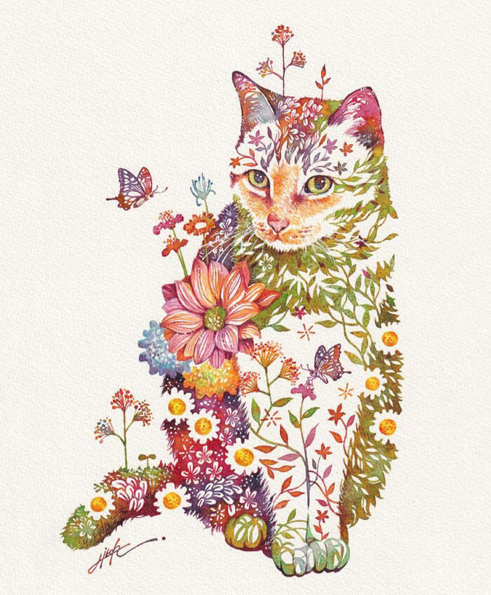 Japanese Artist Depicts Cats, Dogs, And Other Animals Using Watercolor Flower Arrangements (30 Pics) Japanese Artist Depicts Cats, Dogs, And Other Animals Using Watercolor Flower Arrangements (30 Pics)