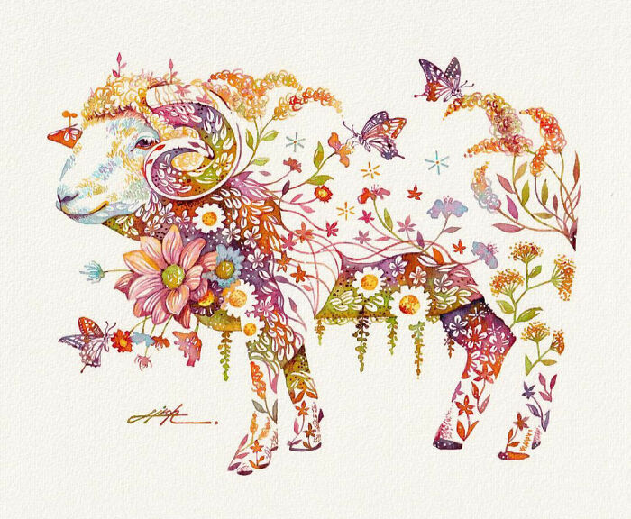 Japanese Artist Depicts Cats, Dogs, And Other Animals Using Watercolor Flower Arrangements (30 Pics) Japanese Artist Depicts Cats, Dogs, And Other Animals Using Watercolor Flower Arrangements (30 Pics)