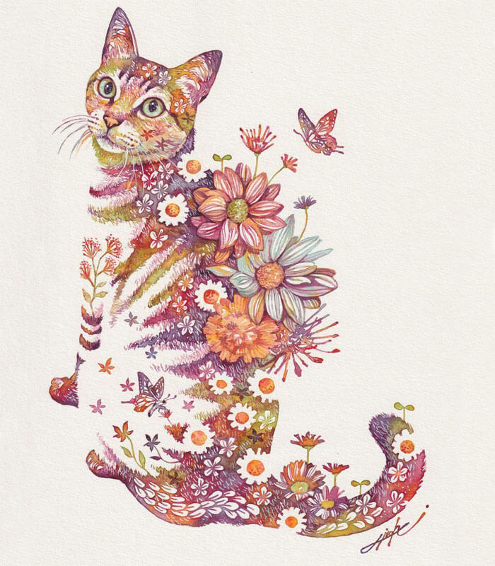 Japanese Artist Depicts Cats, Dogs, And Other Animals Using Watercolor Flower Arrangements (30 Pics) Japanese Artist Depicts Cats, Dogs, And Other Animals Using Watercolor Flower Arrangements (30 Pics)
