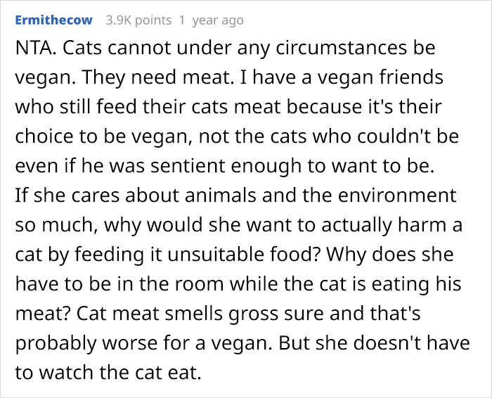 Vegan Stepdaughter Makes A Scene After Parents Refuse To Change Their Cat’s Diet To Vegan Vegan Stepdaughter Makes A Scene After Parents Refuse To Change Their Cat’s Diet To Vegan