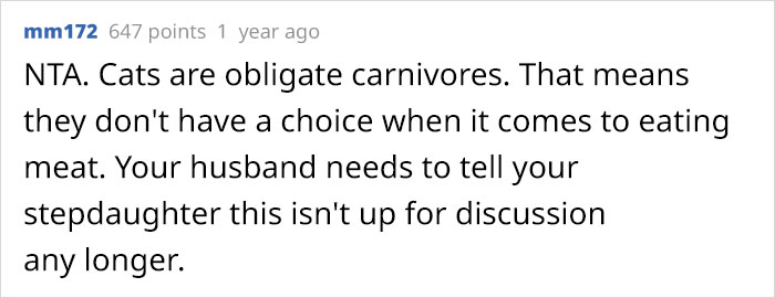 Vegan Stepdaughter Makes A Scene After Parents Refuse To Change Their Cat’s Diet To Vegan Vegan Stepdaughter Makes A Scene After Parents Refuse To Change Their Cat’s Diet To Vegan