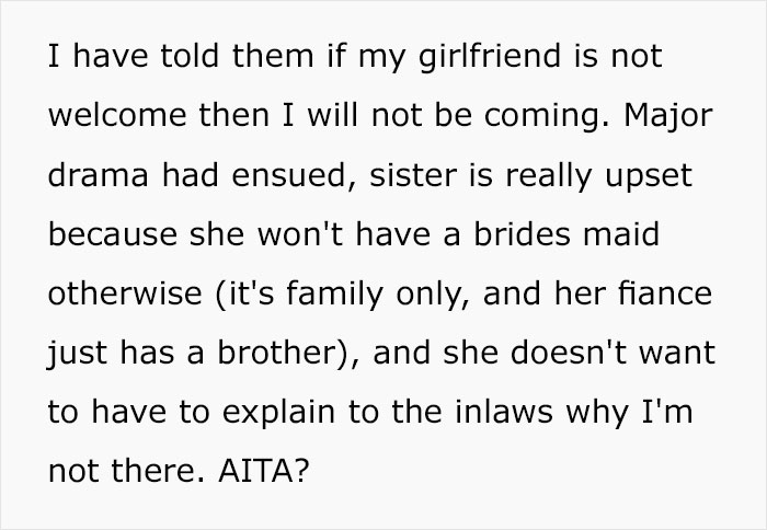 Catholic Woman Doesn’t Want Her Sister To Bring Her Girlfriend To Her Wedding, Starts A Family Conflict Catholic Woman Doesn’t Want Her Sister To Bring Her Girlfriend To Her Wedding, Starts A Family Conflict