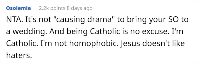 Catholic Woman Doesn’t Want Her Sister To Bring Her Girlfriend To Her Wedding, Starts A Family Conflict Catholic Woman Doesn’t Want Her Sister To Bring Her Girlfriend To Her Wedding, Starts A Family Conflict