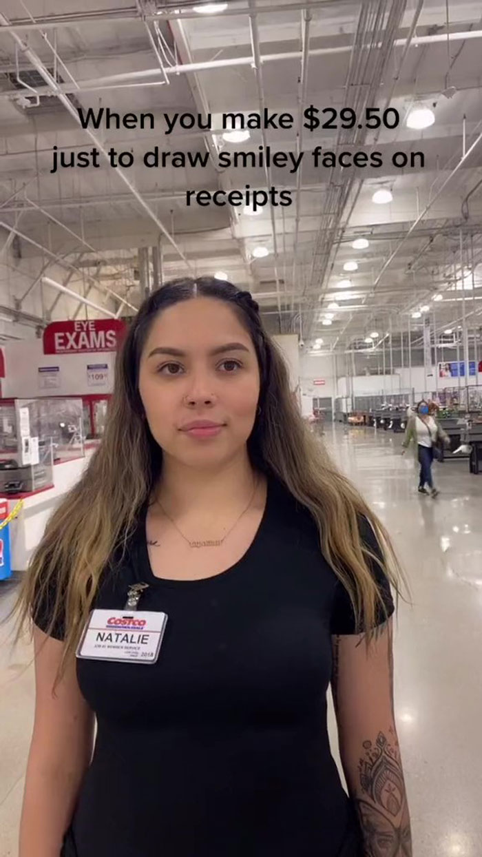 Discussion Online Ensues After Costco Worker Shares She Gets Paid Almost $30 ‘Just To Draw Smiley Faces On Receipts’