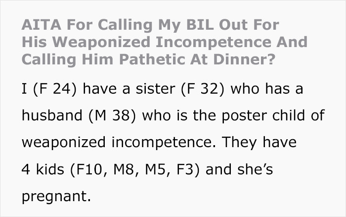 “Weaponized Incompetence”: Woman Calls Out Her Lazy Brother-In-Law After He Shares How Tough It Is Being A Father Of 5