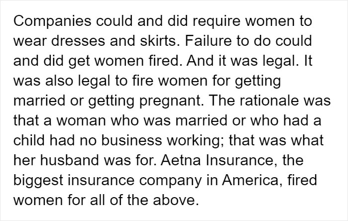 “People Now Do Not Realize What It Was Like Then”: Tumblr User Lists What Things Weren’t Legal For Women In The 1960s “People Now Do Not Realize What It Was Like Then”: Tumblr User Lists What Things Weren’t Legal For Women In The 1960s