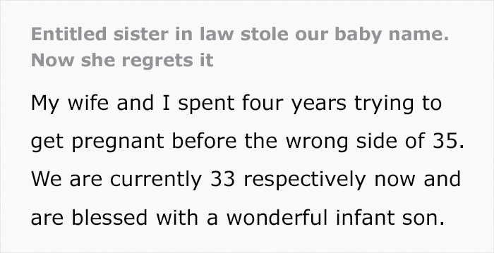 Sister-In-Law Steals Baby Name Out Of Spite, Regrets It After The Couple’s Reaction Sister-In-Law Steals Baby Name Out Of Spite, Regrets It After The Couple’s Reaction