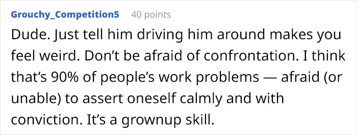 Person Gives Boss Ride Home, Ends Up Their Personal Driver Against Their Will