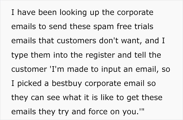 Employee At Best Buy Is Forced To Spam Customers With Free Trial, Gets Revenge On Corporate Instead Employee At Best Buy Is Forced To Spam Customers With Free Trial, Gets Revenge On Corporate Instead