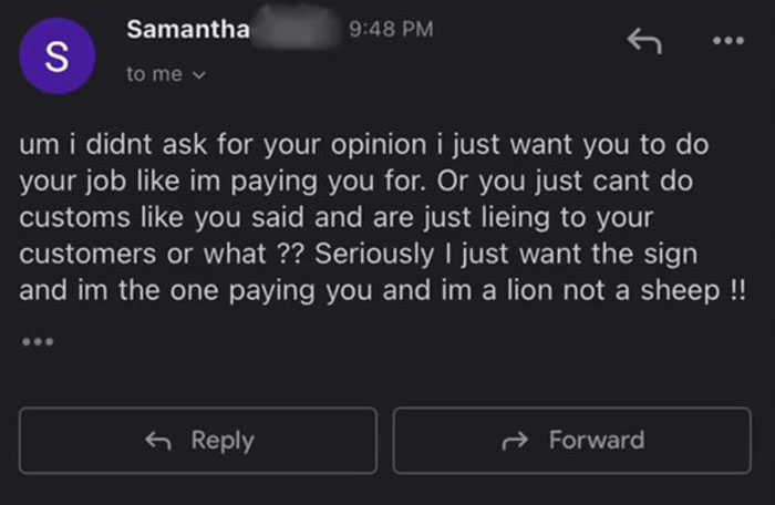 People Are Cracking Up At This Woman’s Conversation With A Client Demanding That She Create An Anti-Vax Door Sign