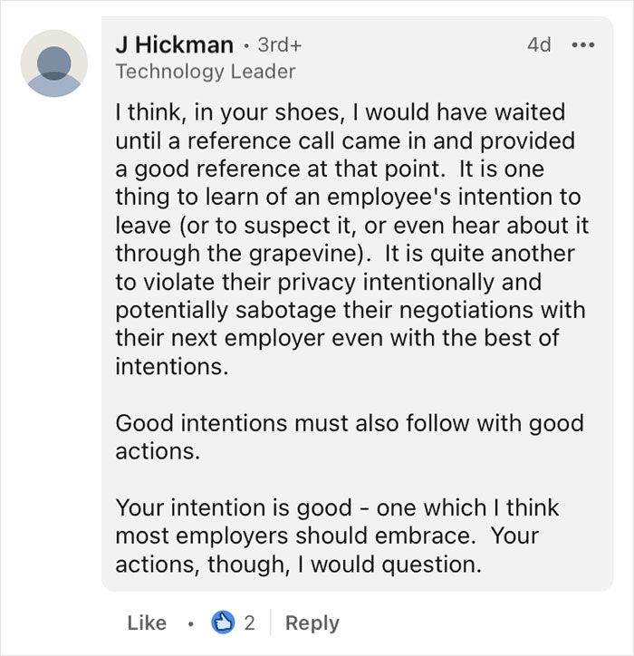 Boss Learns An Employee Is Looking For A New Job, Calls The Company To Give His Recommendation, Divides The Internet Boss Learns An Employee Is Looking For A New Job, Calls The Company To Give His Recommendation, Divides The Internet