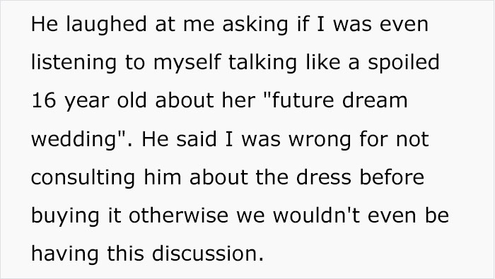 “Only Smart Brides Save Money”: Fiancé Loses It After Finding Out His Wife-To-Be Spent $400 Of Her Own Money On A Wedding Dress “Only Smart Brides Save Money”: Fiancé Loses It After Finding Out His Wife-To-Be Spent $400 Of Her Own Money On A Wedding Dress