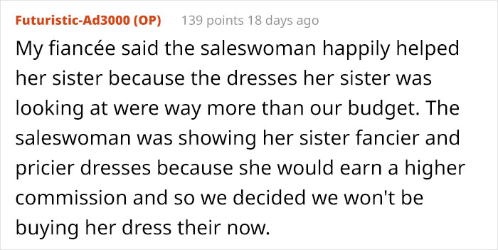 Guy Uninvites Fiancée’s Closest Family From The Wedding After They Make Her Wedding Dress Shopping All About Her Sister Guy Uninvites Fiancée’s Closest Family From The Wedding After They Make Her Wedding Dress Shopping All About Her Sister