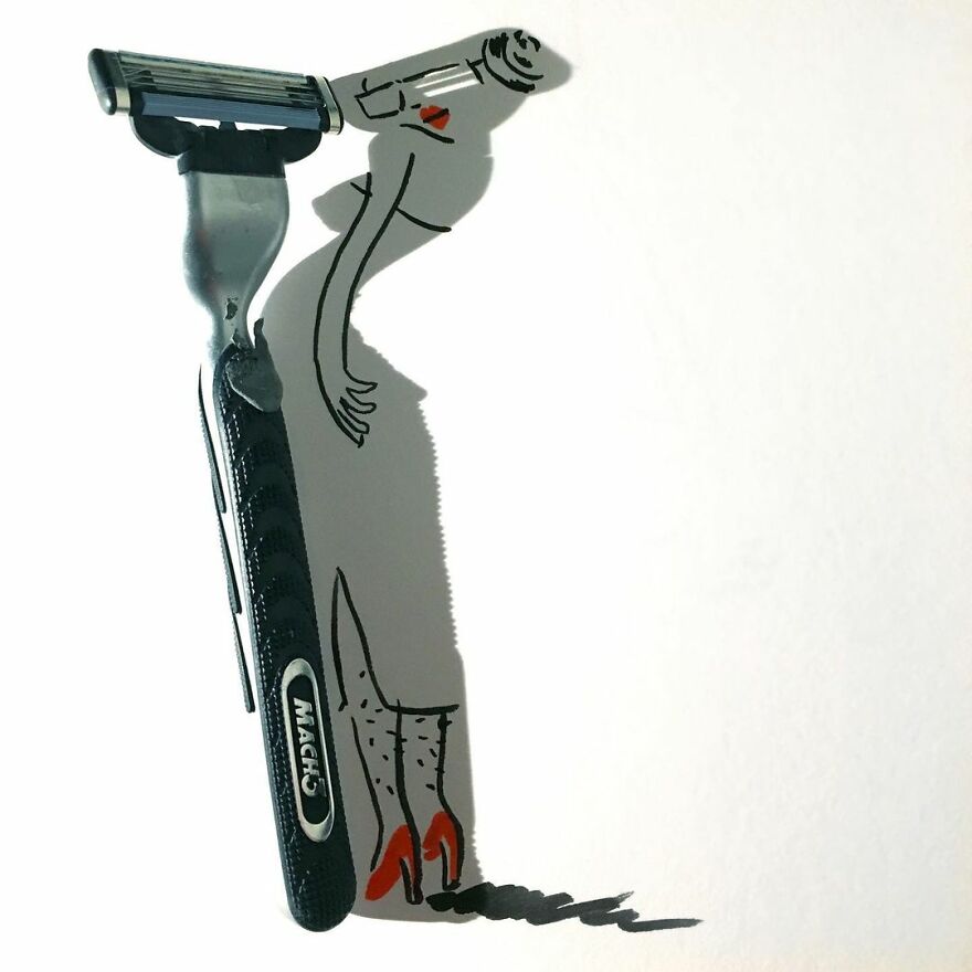 Shadows Of Random Objects Make Up Fun Illustrations By This Artist (50 Pics)