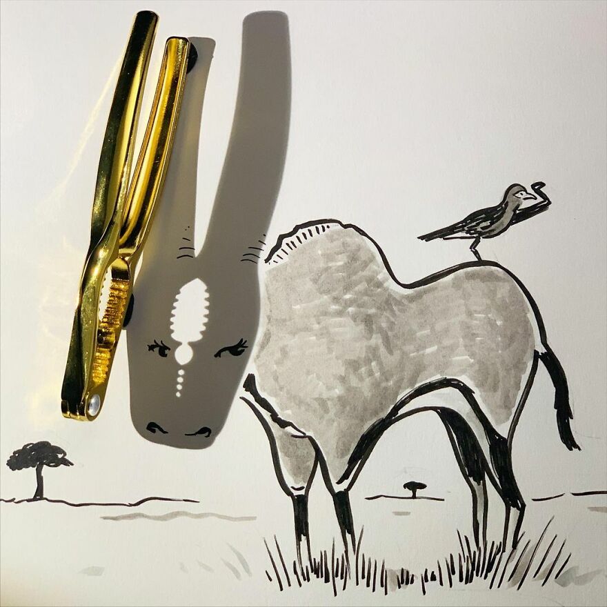 Shadows Of Random Objects Make Up Fun Illustrations By This Artist (50 Pics)
