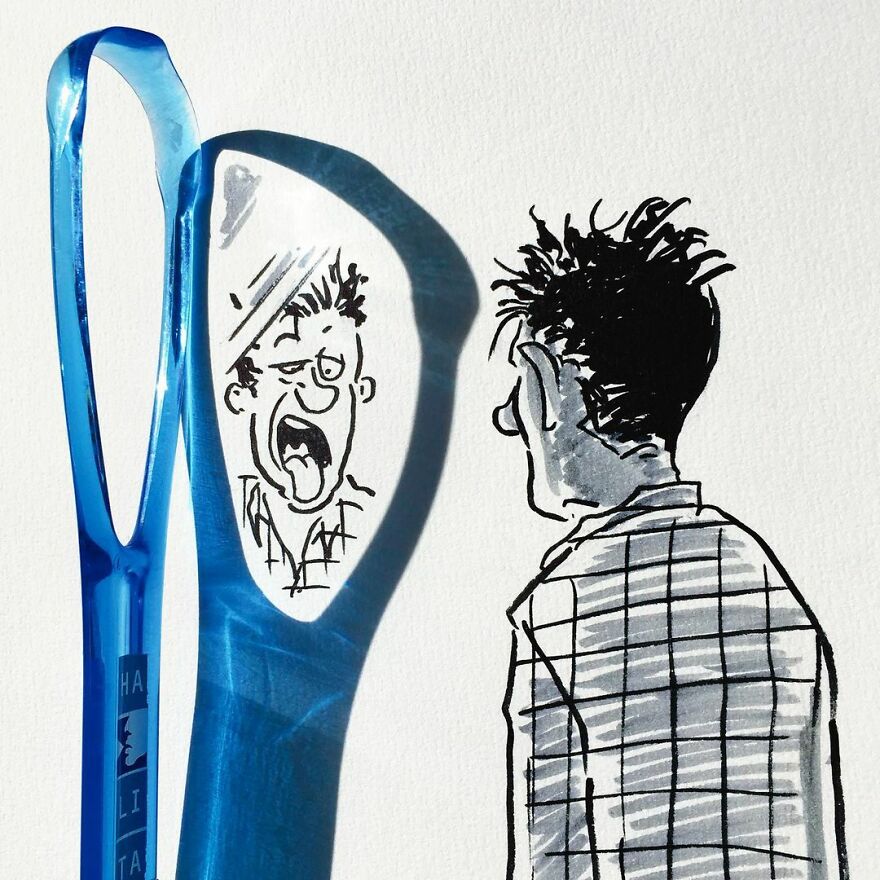 Shadows Of Random Objects Make Up Fun Illustrations By This Artist (50 Pics)