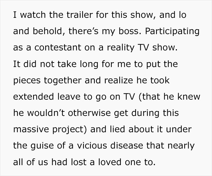 Boss Vanishes For 8 Weeks Saying He Has Covid, Employee Finds Out The Truth And Throws A Party To Reveal Where He Actually Was Boss Vanishes For 8 Weeks Saying He Has Covid, Employee Finds Out The Truth And Throws A Party To Reveal Where He Actually Was