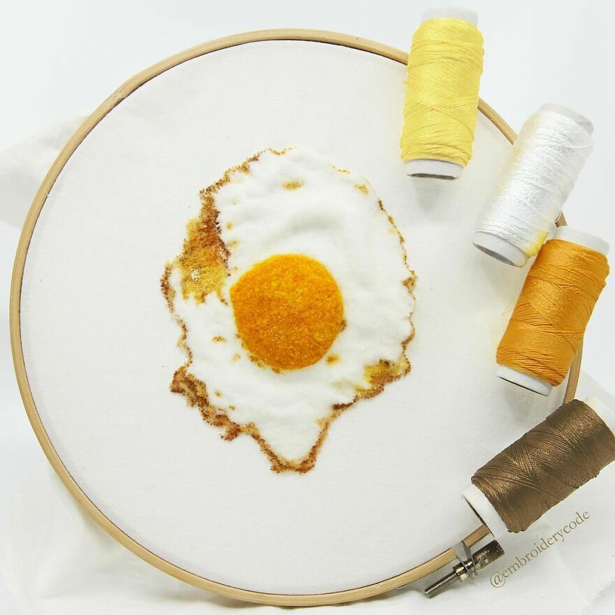 Artist Makes 31 3D Embroideries Of Food, And They Are A Feast For The Eyes