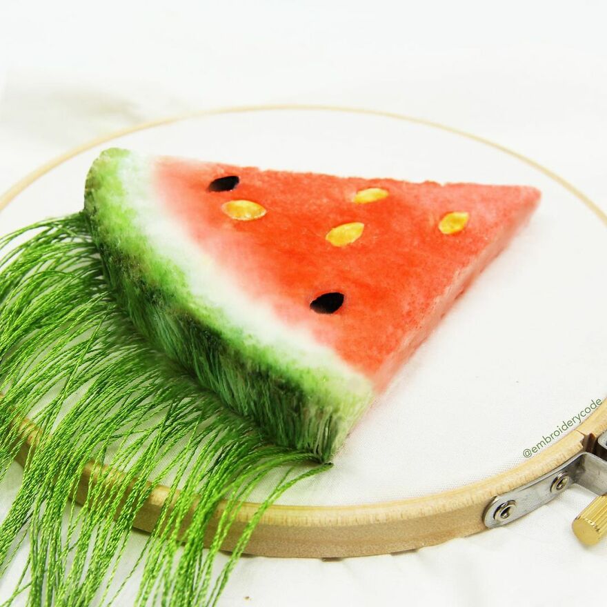 Artist Makes 31 3D Embroideries Of Food, And They Are A Feast For The Eyes