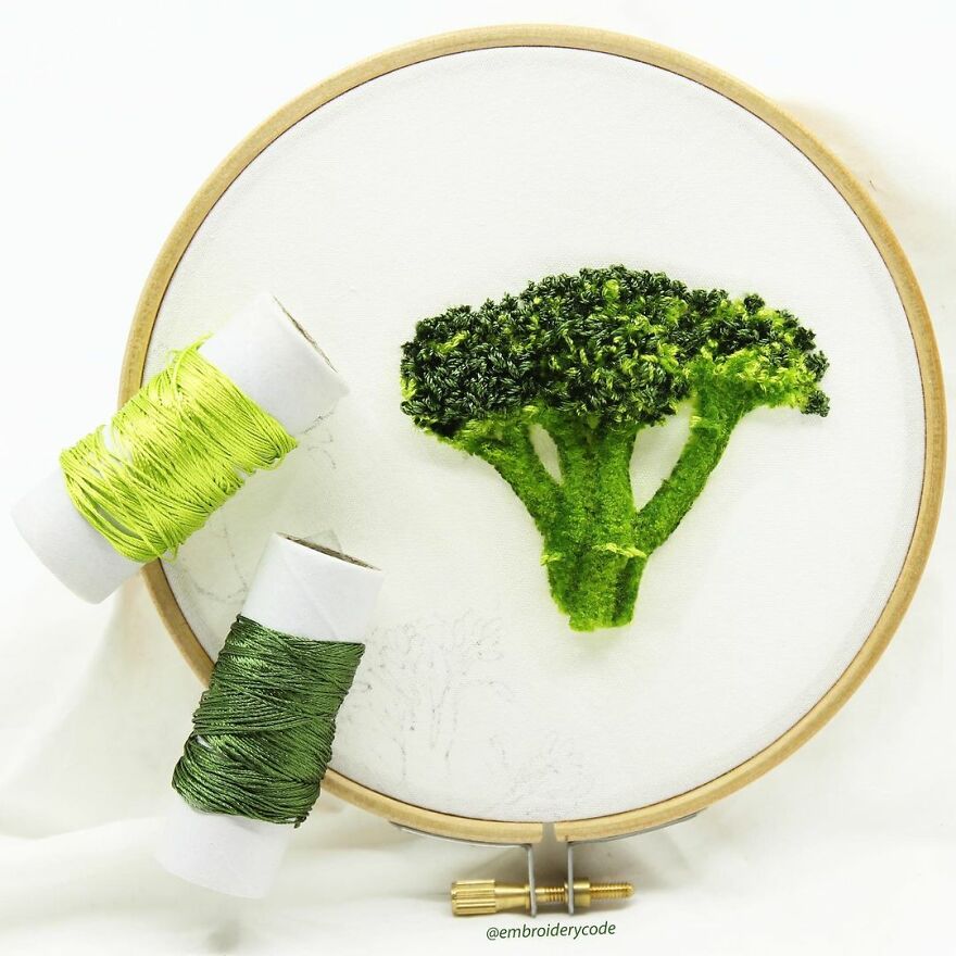 Artist Makes 31 3D Embroideries Of Food, And They Are A Feast For The Eyes