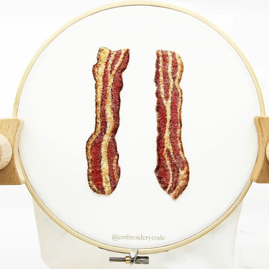 Artist Makes 31 3D Embroideries Of Food, And They Are A Feast For The Eyes