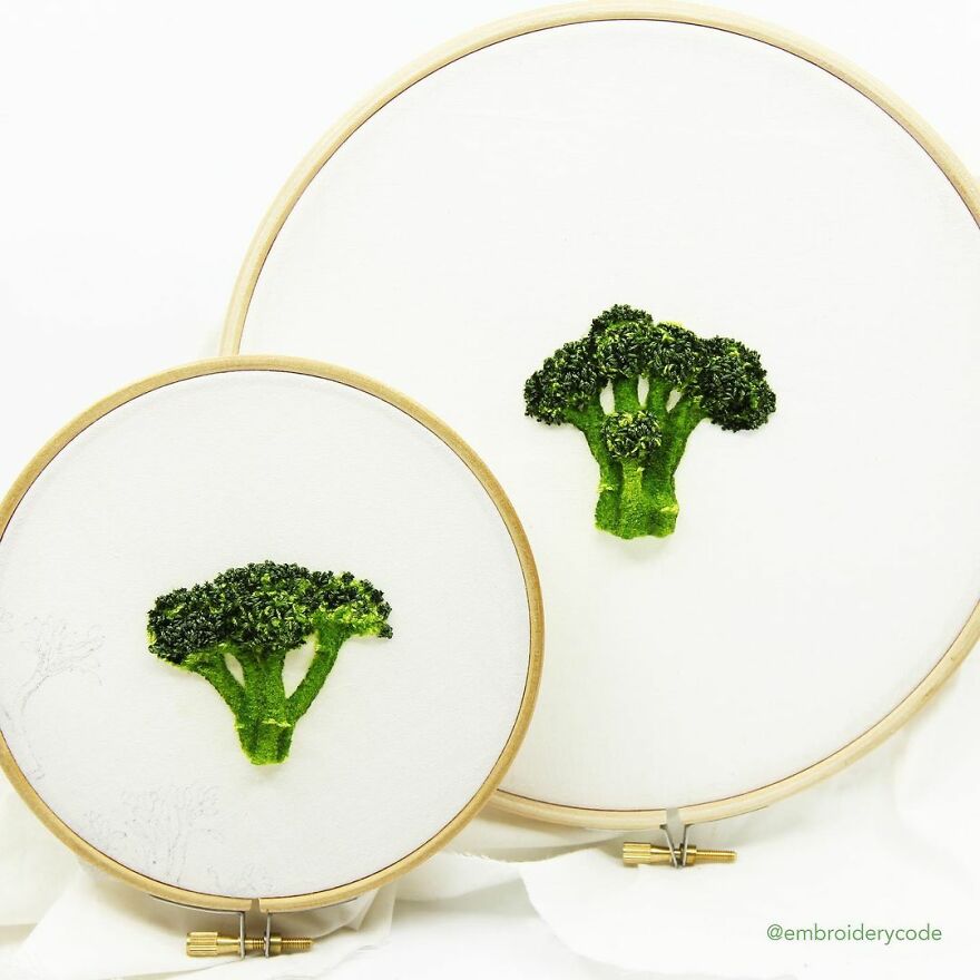 Artist Makes 31 3D Embroideries Of Food, And They Are A Feast For The Eyes