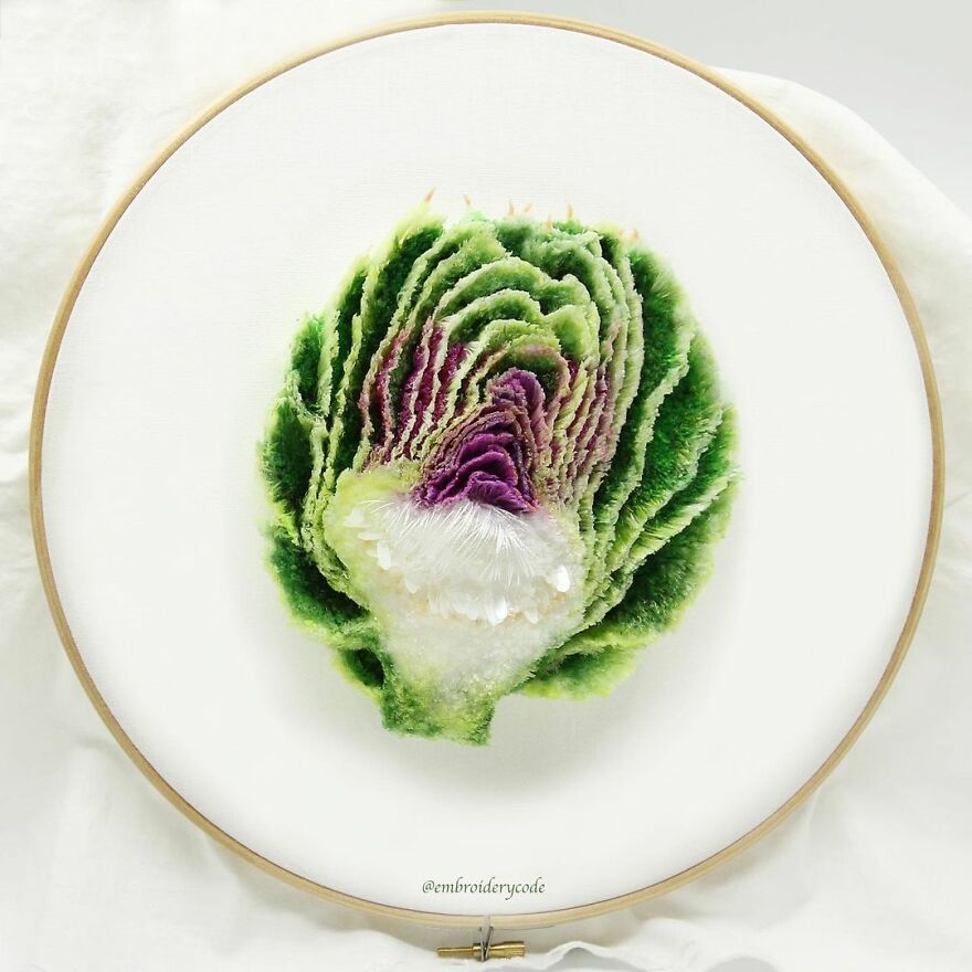 Artist Makes 31 3D Embroideries Of Food, And They Are A Feast For The Eyes