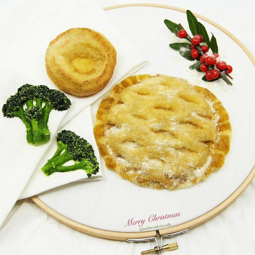Artist Makes 31 3D Embroideries Of Food, And They Are A Feast For The Eyes