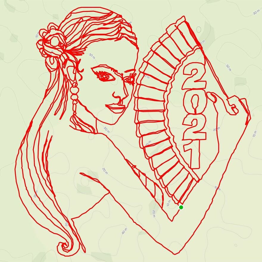 Gary Cordery Collects People&#8217;s Drawings Made On A Map By Walking, Running, Cycling, Or Driving (94 Pics)