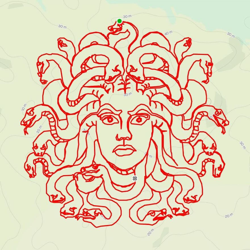 Gary Cordery Collects People&#8217;s Drawings Made On A Map By Walking, Running, Cycling, Or Driving (94 Pics)