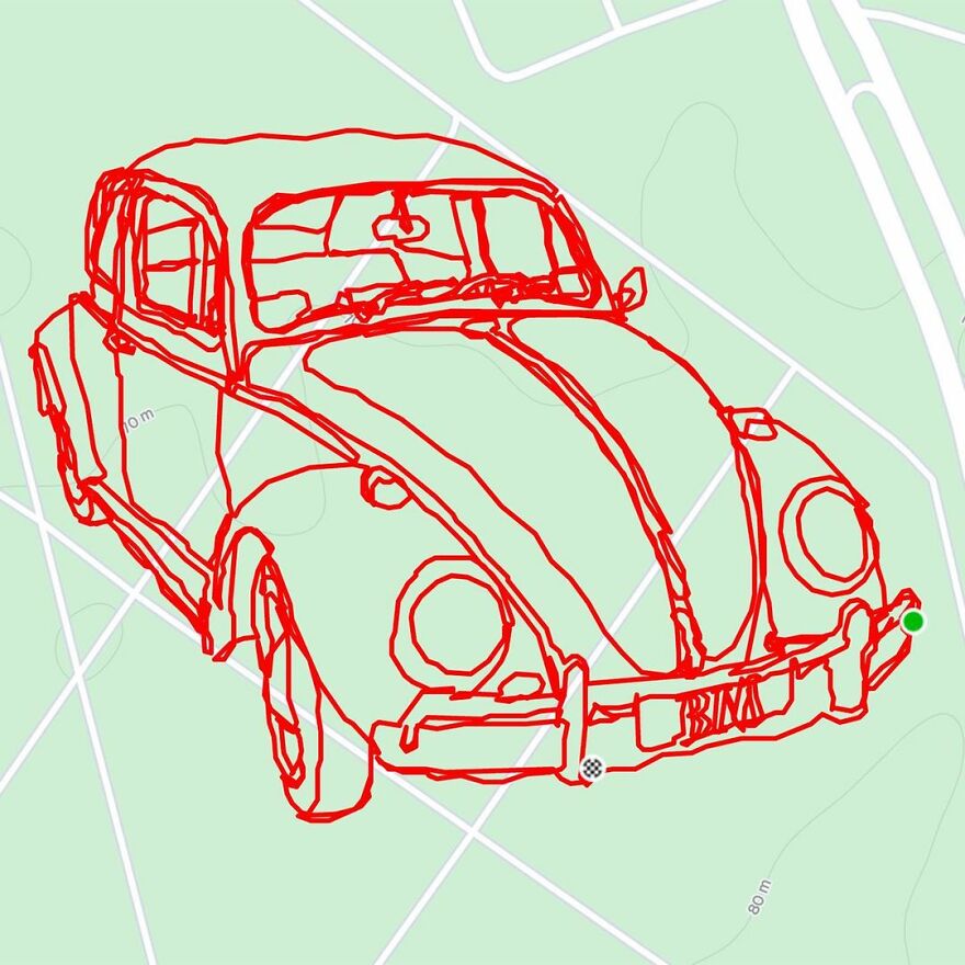 Gary Cordery Collects People&#8217;s Drawings Made On A Map By Walking, Running, Cycling, Or Driving (94 Pics)