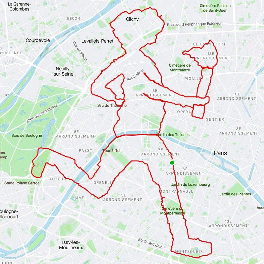Gary Cordery Collects People&#8217;s Drawings Made On A Map By Walking, Running, Cycling, Or Driving (94 Pics)