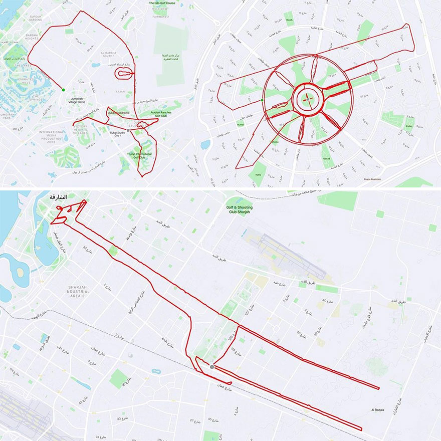 Gary Cordery Collects People&#8217;s Drawings Made On A Map By Walking, Running, Cycling, Or Driving (94 Pics)