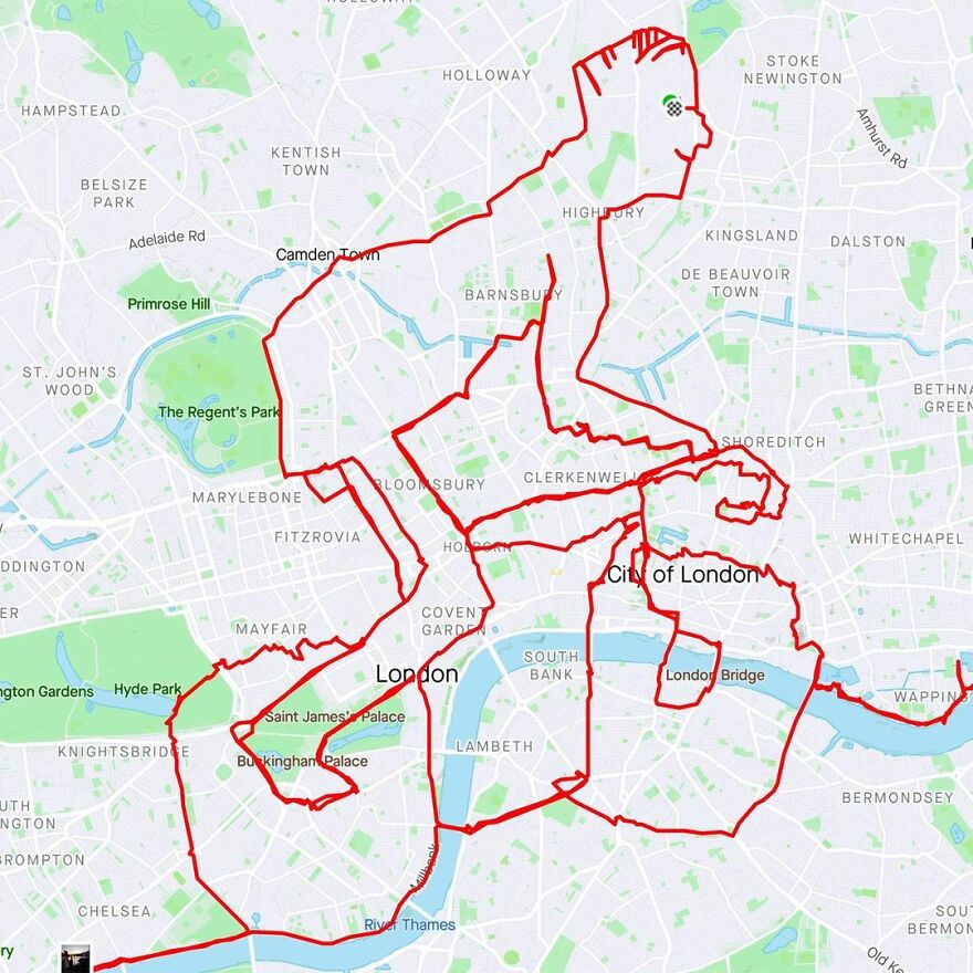 Gary Cordery Collects People&#8217;s Drawings Made On A Map By Walking, Running, Cycling, Or Driving (94 Pics)