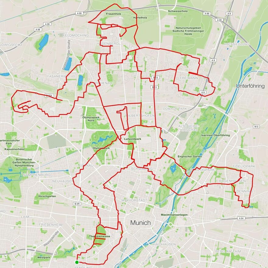 Gary Cordery Collects People&#8217;s Drawings Made On A Map By Walking, Running, Cycling, Or Driving (94 Pics)