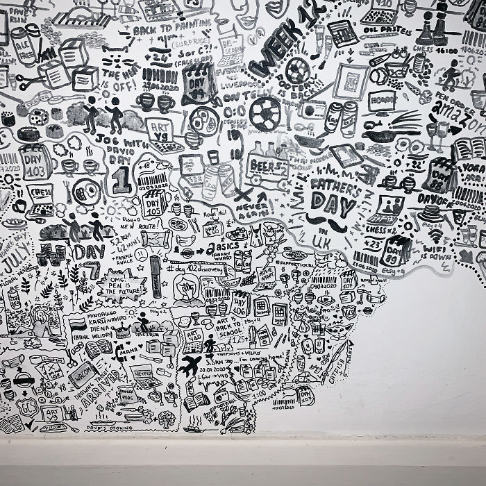 I ‘Tattooed’ My Wall During Lockdown For 113 Days And Here Is The Result I ‘Tattooed’ My Wall During Lockdown For 113 Days And Here Is The Result