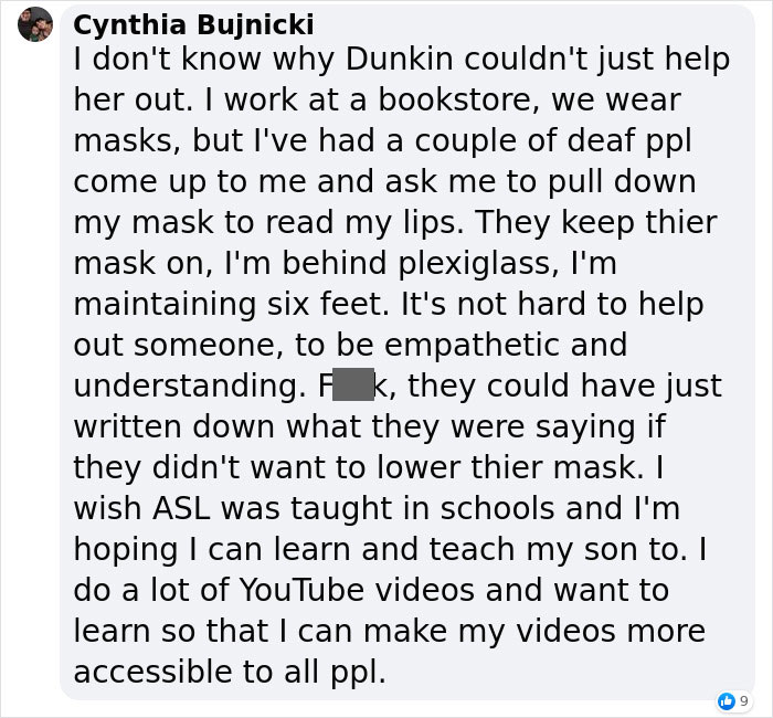 “I Was Refused Service At A Dunkin’ Donuts Because I’m Deaf”: Deaf Woman Tells Her Story And Sparks An Important Conversation “I Was Refused Service At A Dunkin’ Donuts Because I’m Deaf”: Deaf Woman Tells Her Story And Sparks An Important Conversation
