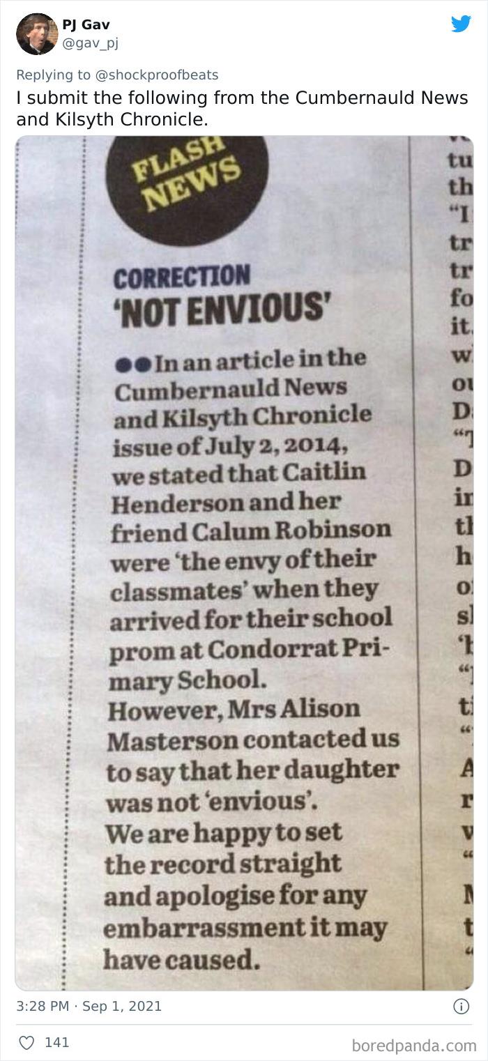 People On Twitter Are Sharing The Biggest Newspaper Fails That Resulted In Hilarious Corrections (30 Pics) People On Twitter Are Sharing The Biggest Newspaper Fails That Resulted In Hilarious Corrections (30 Pics)