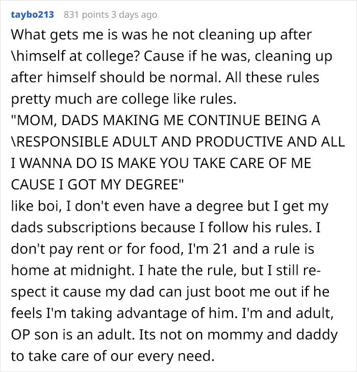 Son Expects He Can Freeload Off His Parents After Moving Back In With Them – Flips Out When Dad Introduces Some New Rules Son Expects He Can Freeload Off His Parents After Moving Back In With Them – Flips Out When Dad Introduces Some New Rules