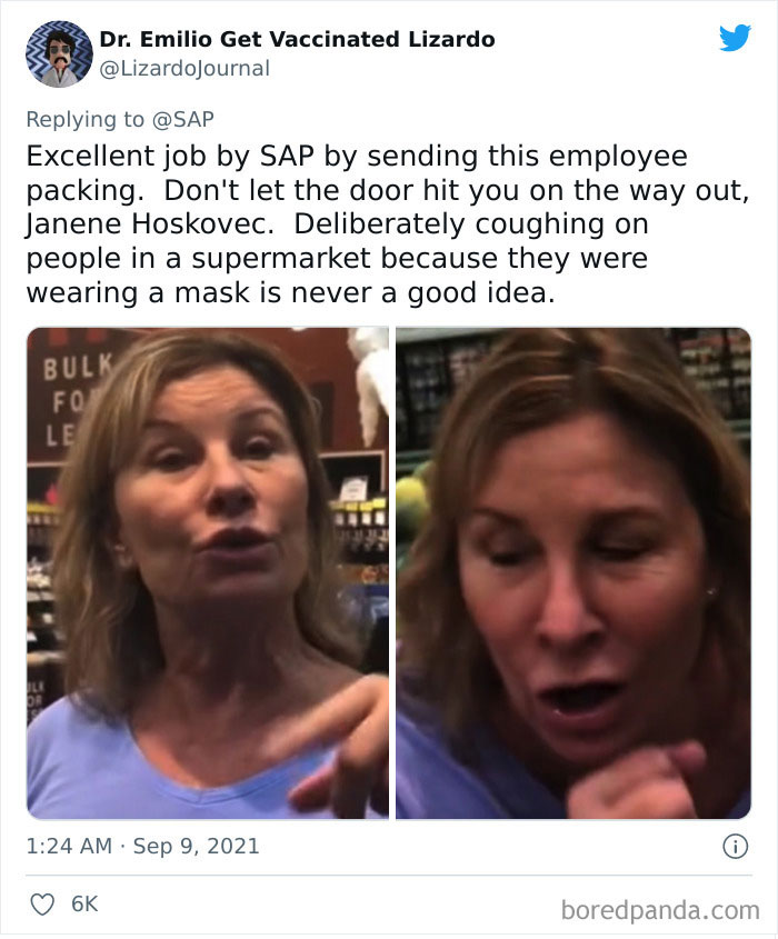 Anti-Mask ‘Karen’ Follows Mom With A Child Around Store While Coughing On Them, Gets Fired After Internet Detectives Track Her Down Anti-Mask ‘Karen’ Follows Mom With A Child Around Store While Coughing On Them, Gets Fired After Internet Detectives Track Her Down
