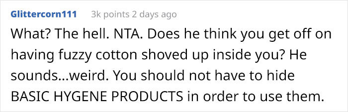 Woman Is Forced To Hide Tampons From Husband Who Hates Them, Finally Snaps When He Throws Away The Whole Box