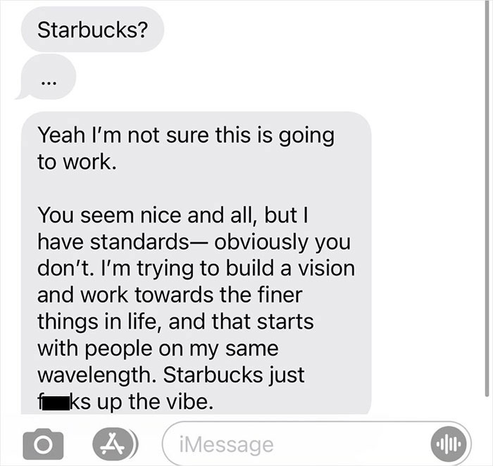 Woman Goes Viral On Twitter For Showing A Dramatic Message A Guy Sent Her When She Suggested To Meet At Starbucks For Their First Date