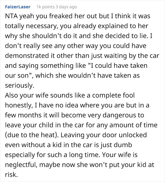 Irresponsible Wife Keeps Leaving Her Son Alone In An Unlocked Car, Husband Takes Him Away While She’s In A Gas Station To Teach Her A Lesson Irresponsible Wife Keeps Leaving Her Son Alone In An Unlocked Car, Husband Takes Him Away While She’s In A Gas Station To Teach Her A Lesson