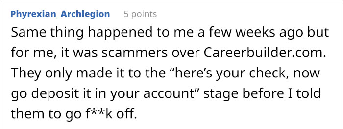 Person Fails To See Red Flags That They Are Being Scammed For $2.2k With Fake Employment Scam