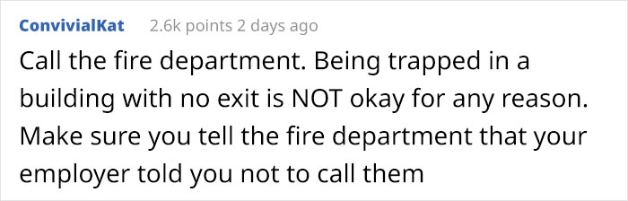 Employee Asks For Legal Advice After Having Restaurant Door Cut To Get Out Of Work After Boss Forbids Them To Call 911 Employee Asks For Legal Advice After Having Restaurant Door Cut To Get Out Of Work After Boss Forbids Them To Call 911