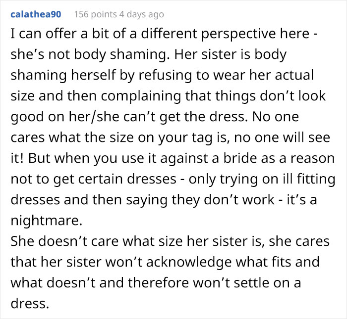 Bride Says She Wants To Drop Her Sister As A Bridesmaid Because She Won’t Wear A Dress Her Size, Asks The Internet What To Do Bride Says She Wants To Drop Her Sister As A Bridesmaid Because She Won’t Wear A Dress Her Size, Asks The Internet What To Do