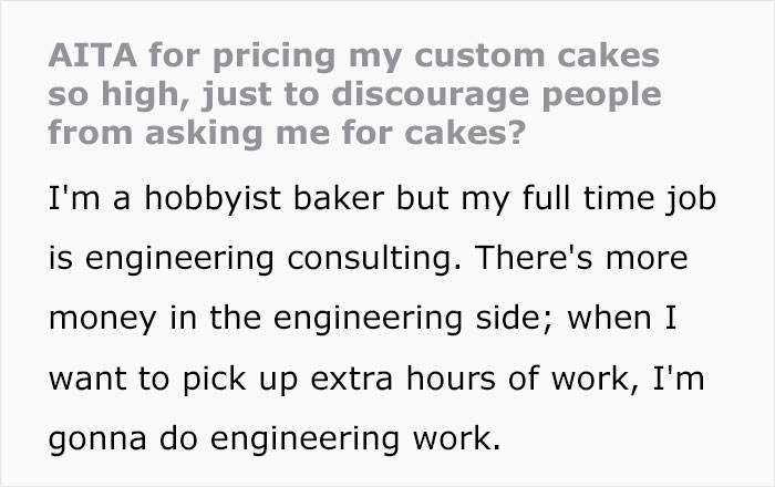 Hobbyist Baker Puts A High Price On Their Cakes Because They Want To Avoid Making Too Many Of Them, Family Calls Them A Jerk Hobbyist Baker Puts A High Price On Their Cakes Because They Want To Avoid Making Too Many Of Them, Family Calls Them A Jerk
