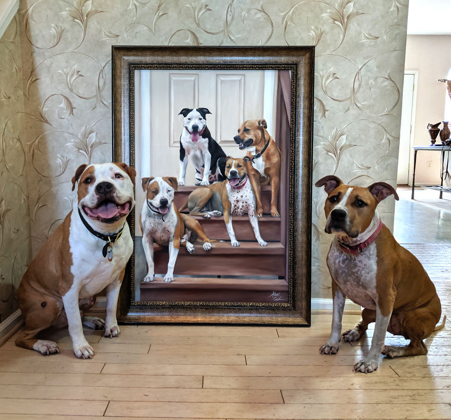 24 New Pictures Of Pets Next To Their Portraits That I&#8217;ve Painted