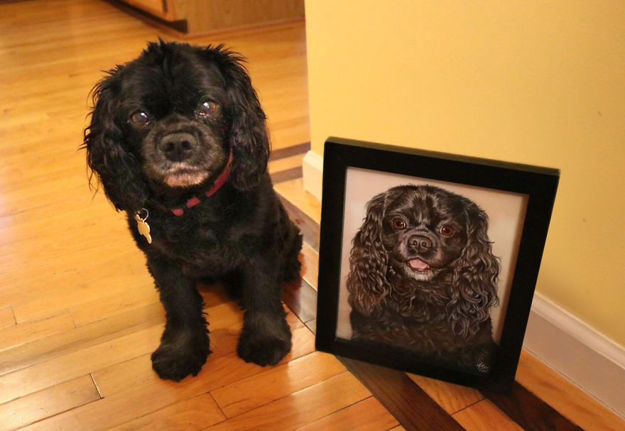 24 New Pictures Of Pets Next To Their Portraits That I&#8217;ve Painted