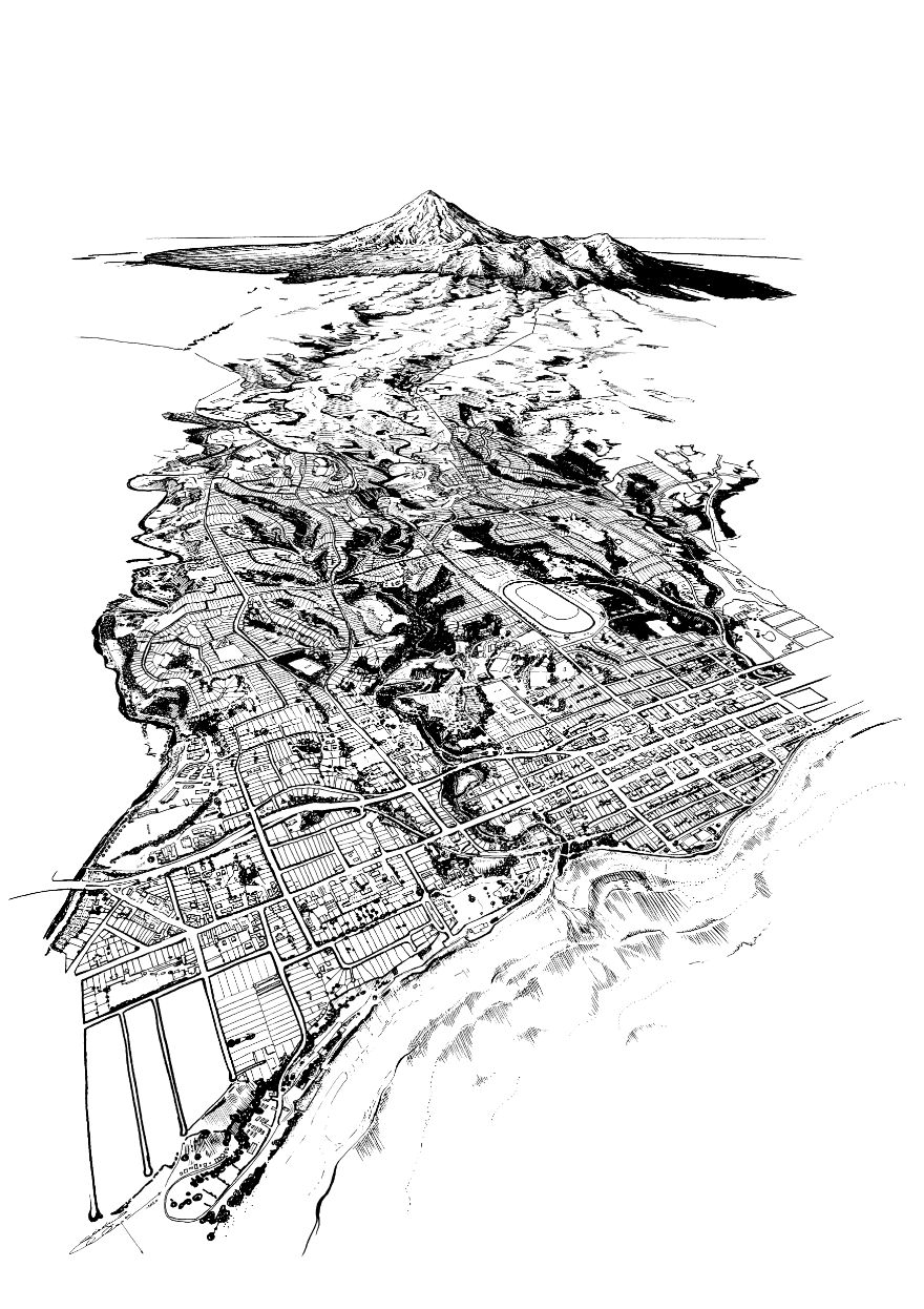 My 13 Drawings Of New Zealand Towns, Cities, And Islands With A Panoramic Perspective